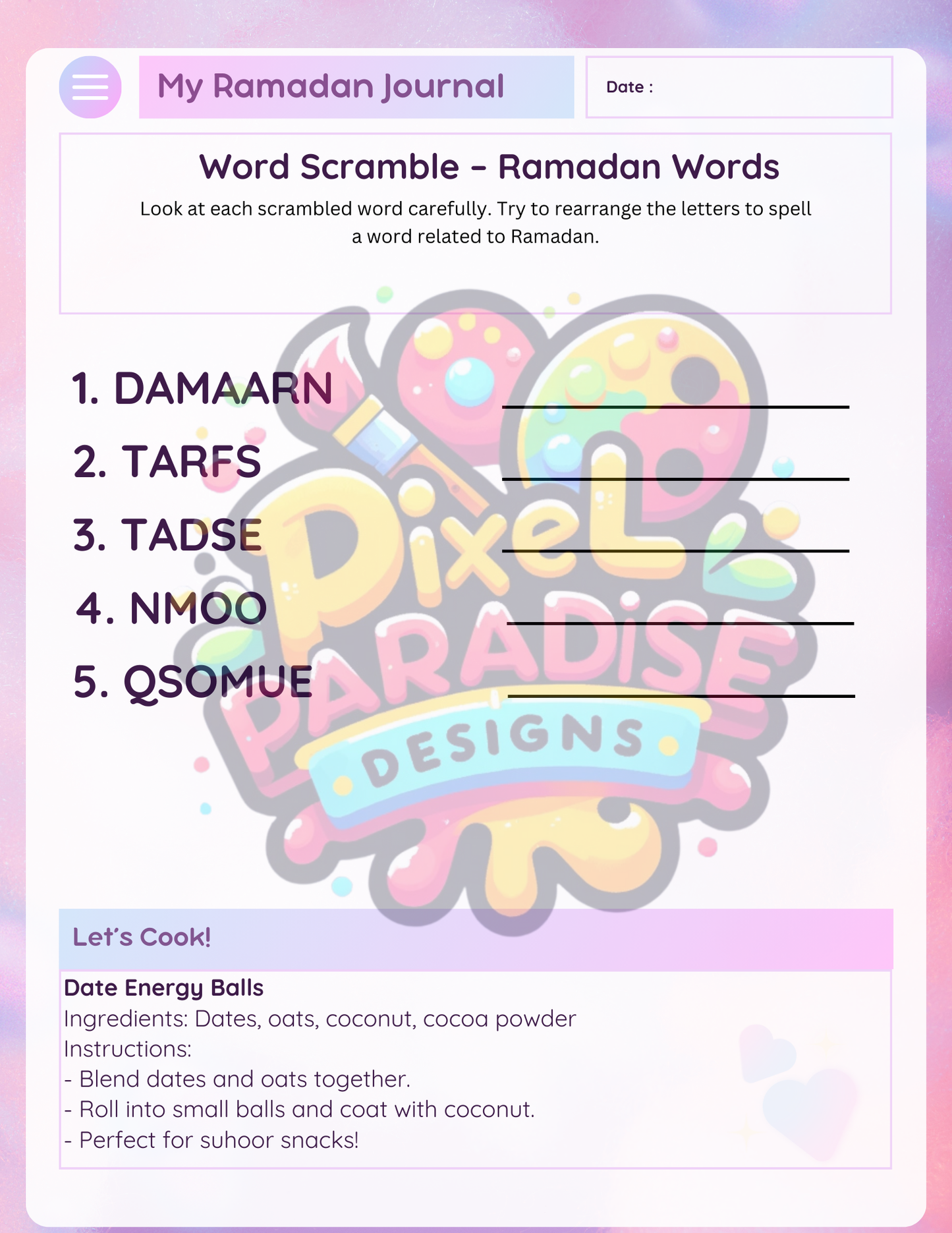 NEW! 2025 My Ramadan Journal (Set of 50)