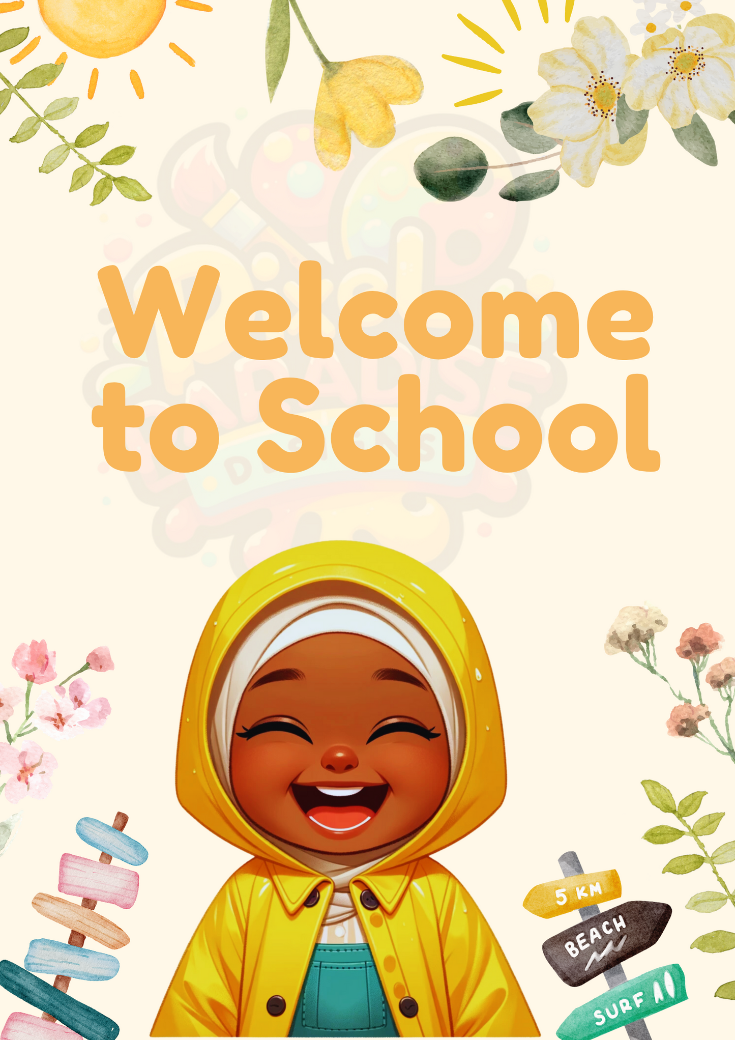 Welcome to School Yellow Kids Poster-Digital Download