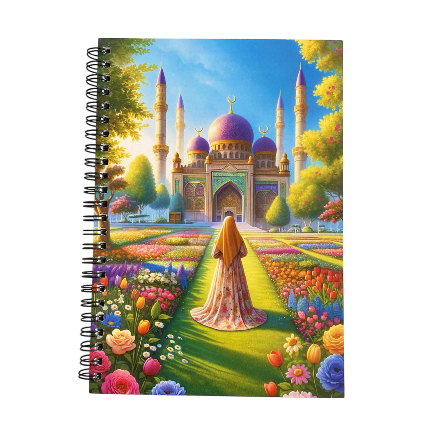 Mini Beautiful Bloom Spiral Notebook - Yellow Hijab