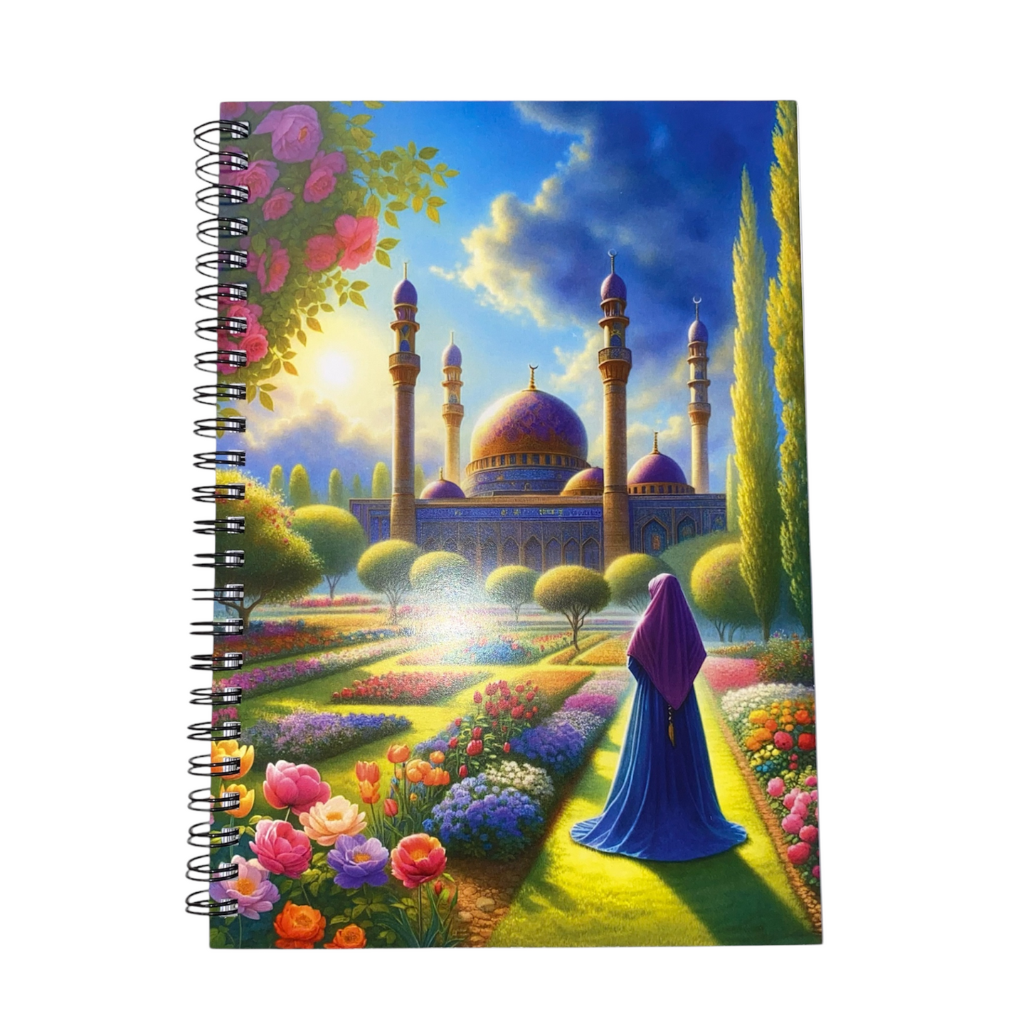 Mini Beautiful Bloom Spiral Notebook - Purple/Blue Hijab