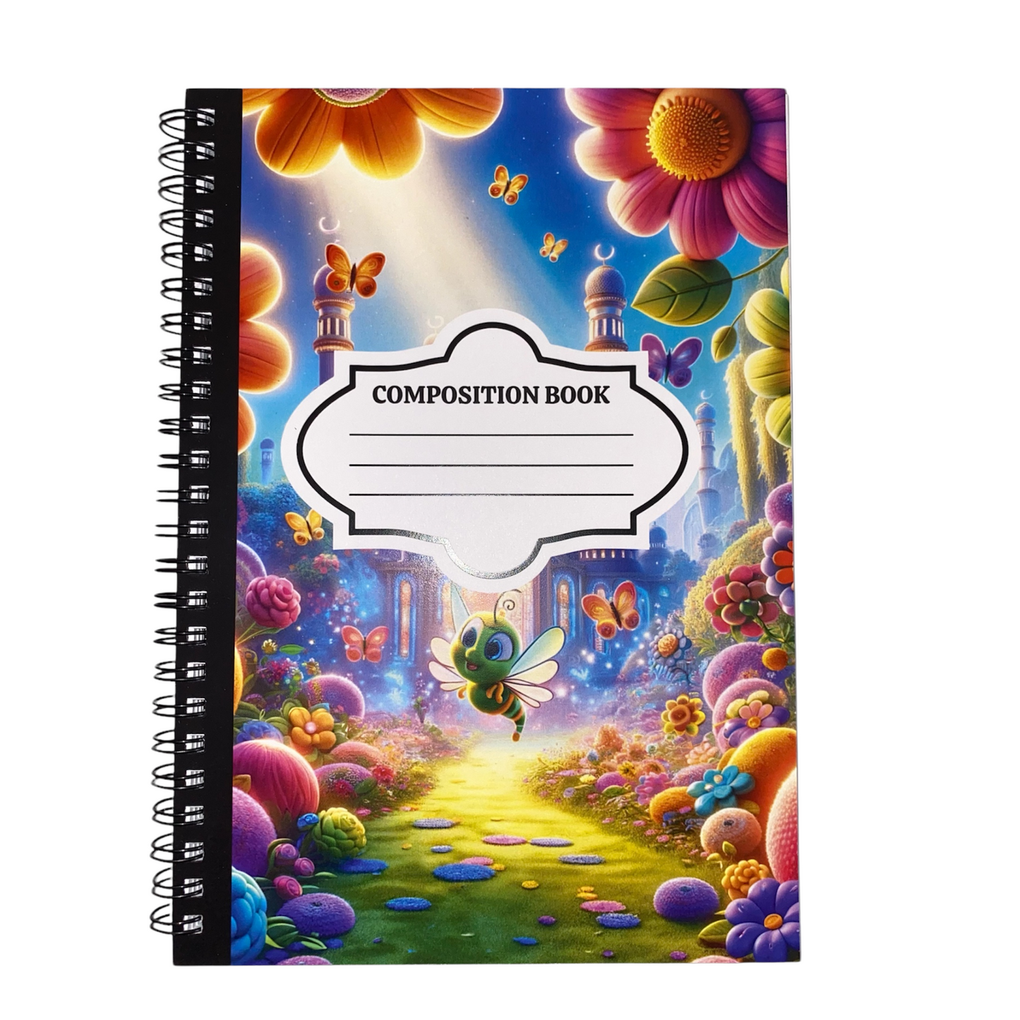 Mini Beautiful Bloom Spiral Notebook -Colorful Green Butterfly
