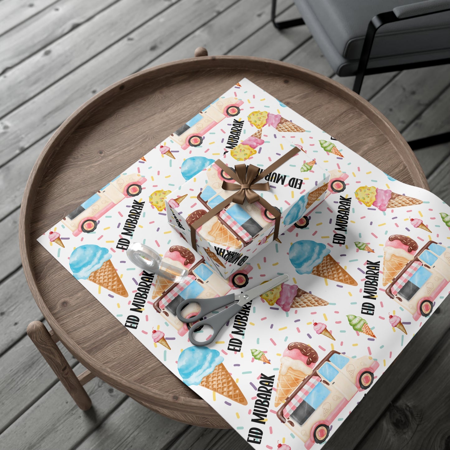 Eid Mubarak Ice Cream Truck Wrapping Paper – Sweet Celebrations
