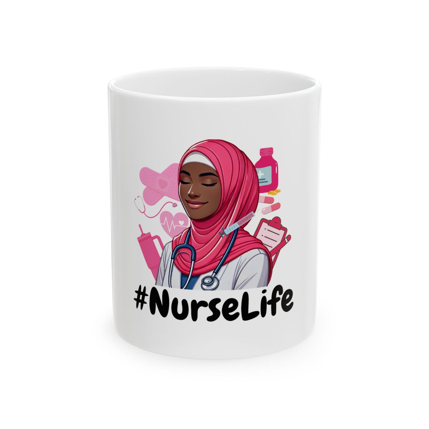 #NurseLife Hijabi Ceramic Mug 11oz – Celebrating Muslim Healthcare Heroes