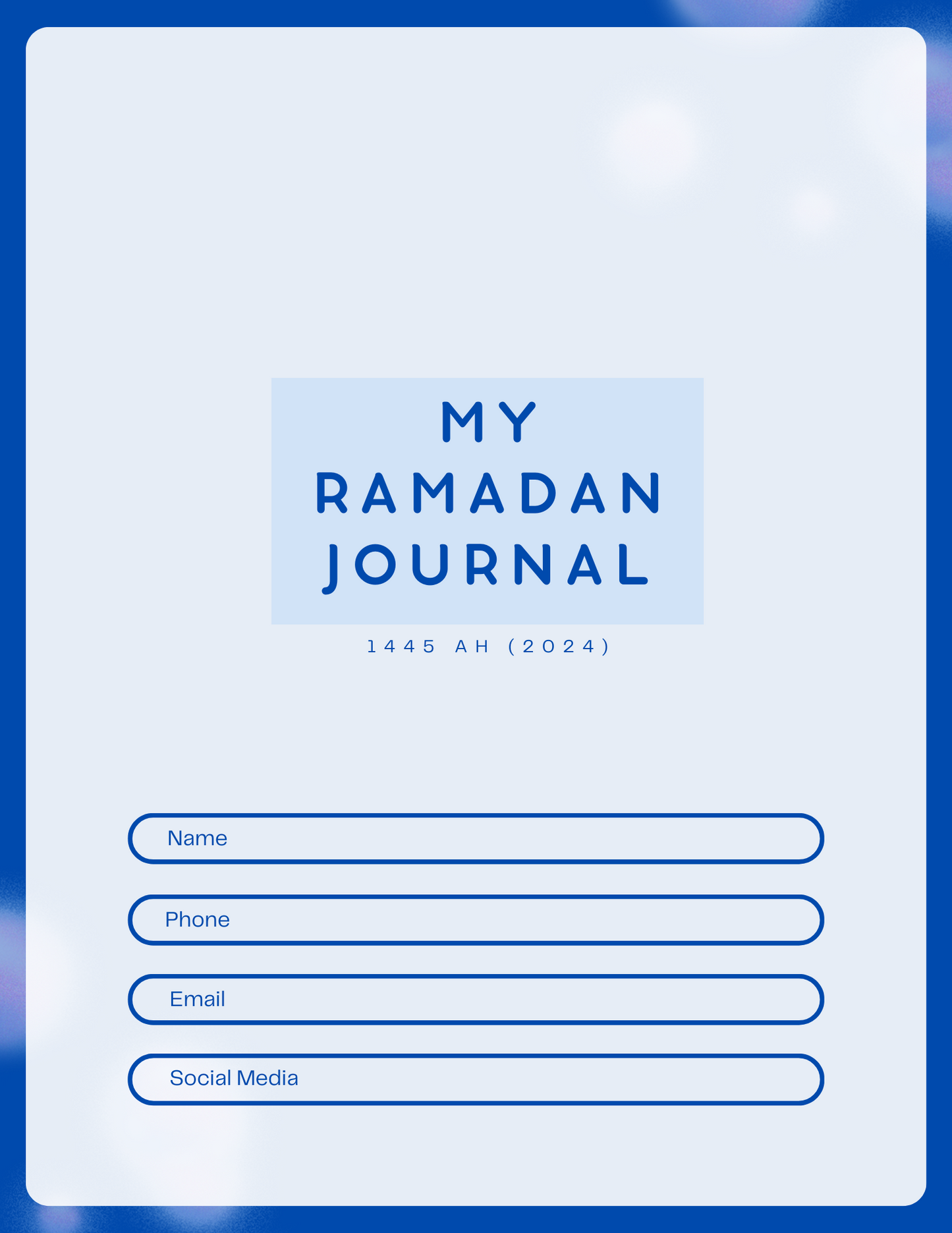 Ramadan Reflections: A Kid's Daily Journal for Boys (Physical Copy)