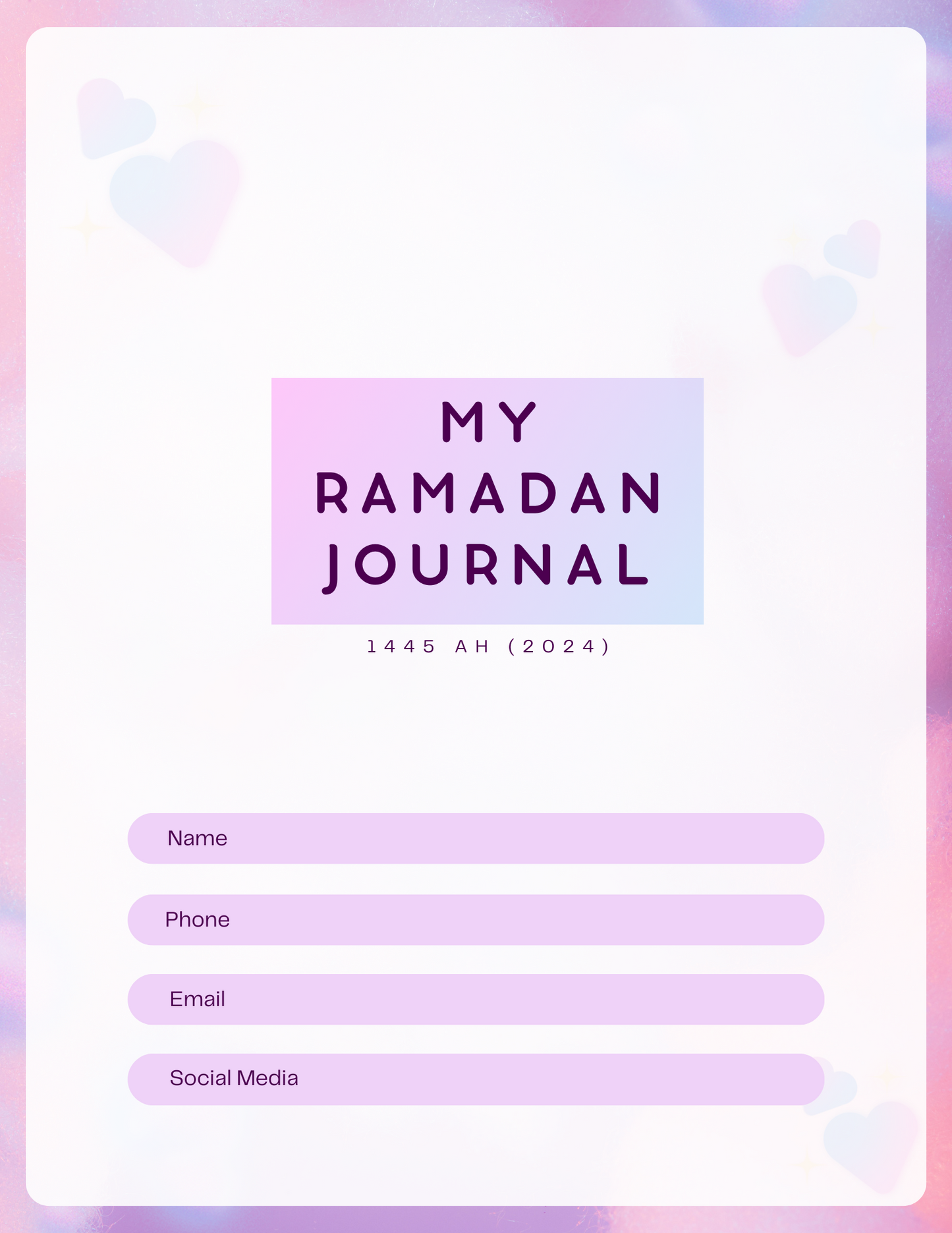 Ramadan Reflections: A Kid's Daily Journal for Girls (Physical Copy)