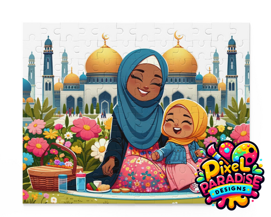 Sunny Smiles: Mosque Garden Picnic Puzzle (120 Pieces)