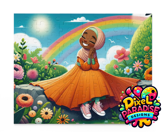 Rainbow Delight: Taymiyyah Blossom Garden Puzzle (120 Pieces)