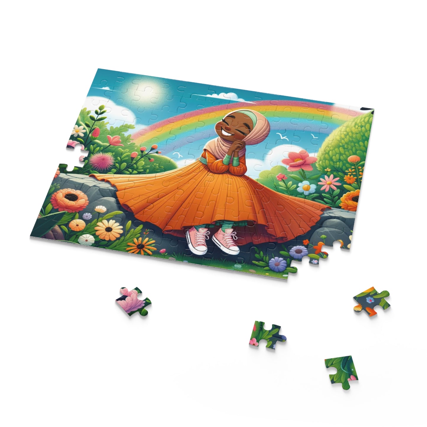 Rainbow Delight: Taymiyyah Blossom Garden Puzzle (120 Pieces)