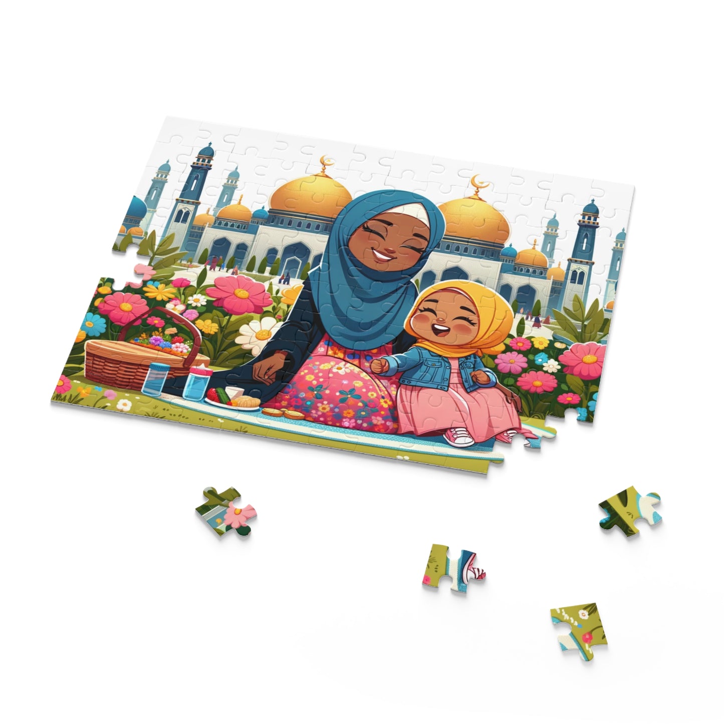 Sunny Smiles: Mosque Garden Picnic Puzzle (120 Pieces)