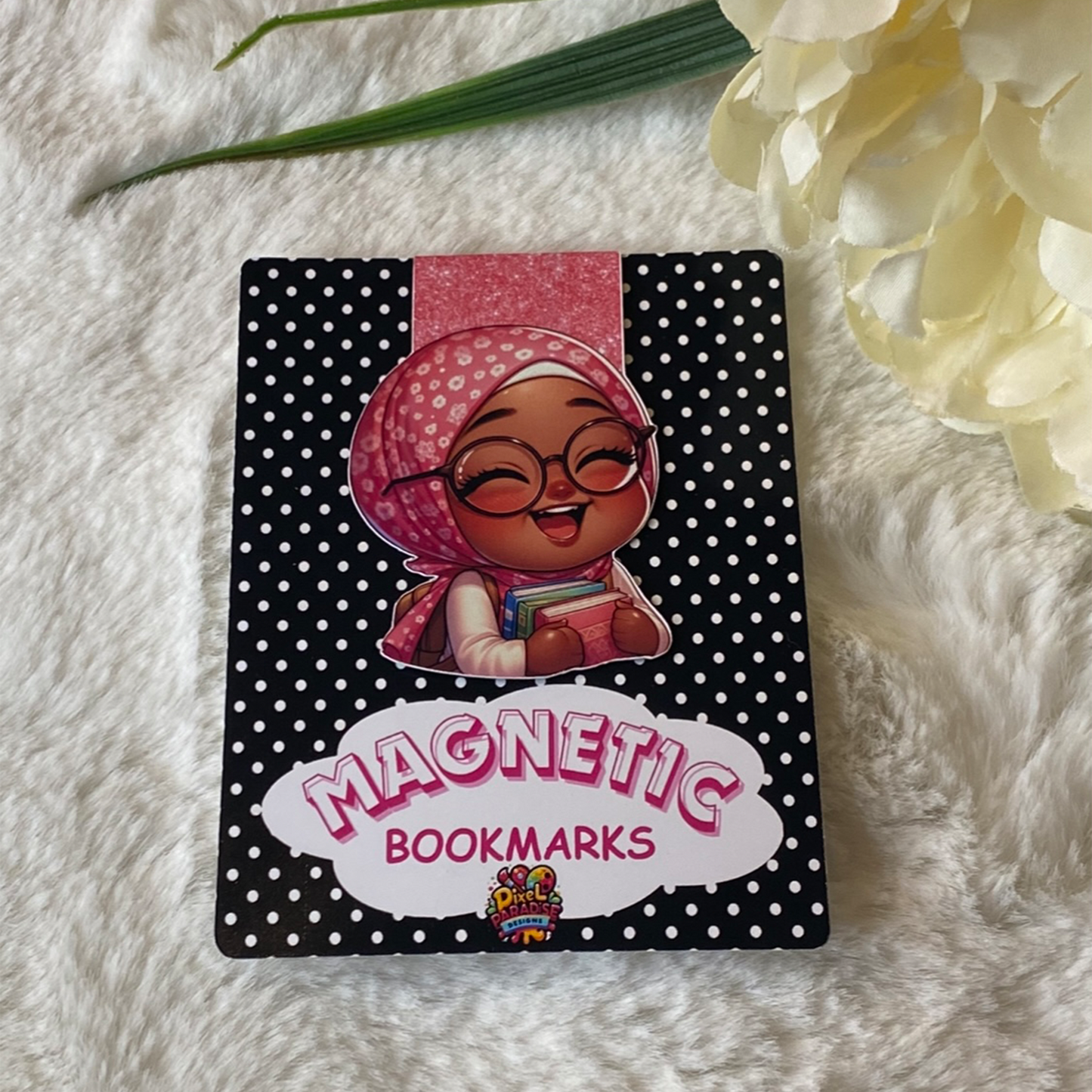 Magnetic Bookmark-Pink Hijab and Glasses