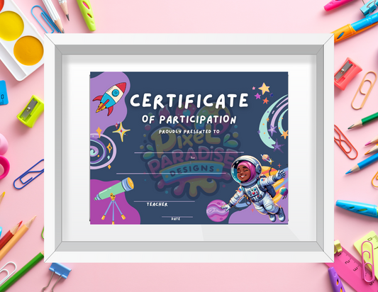 Outer Space Certificate for girls-Digital Download